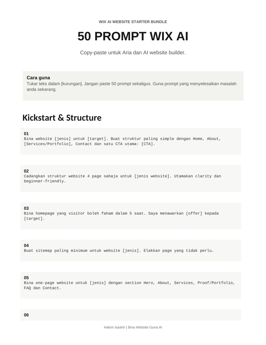 50 Prompt Wix AI
